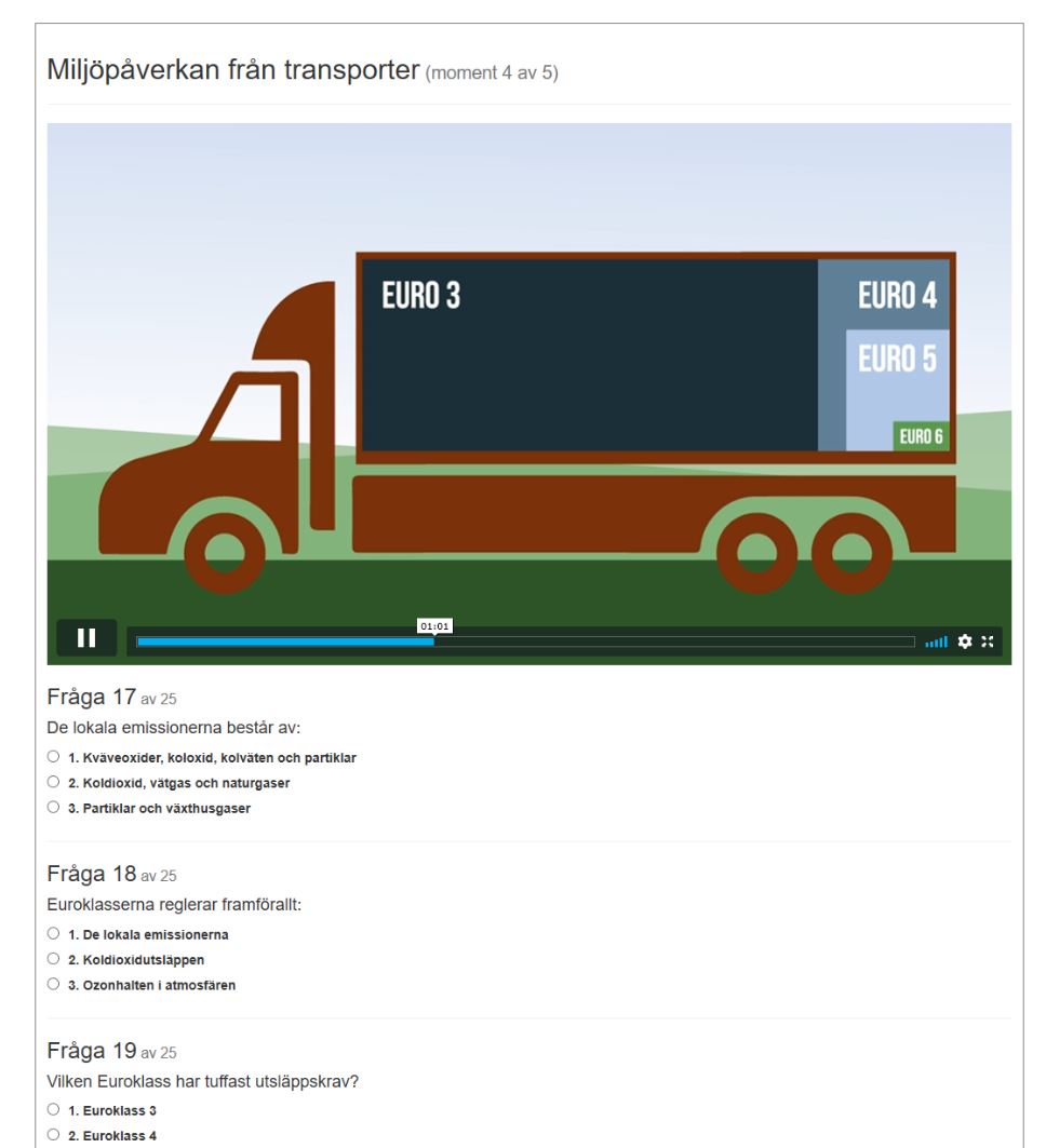 Skärmbild från miljöutbildningen